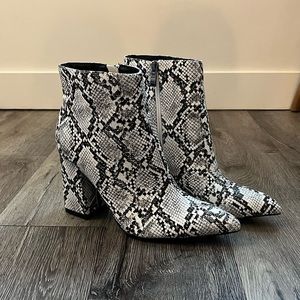 Snakeskin inspired ankle booties